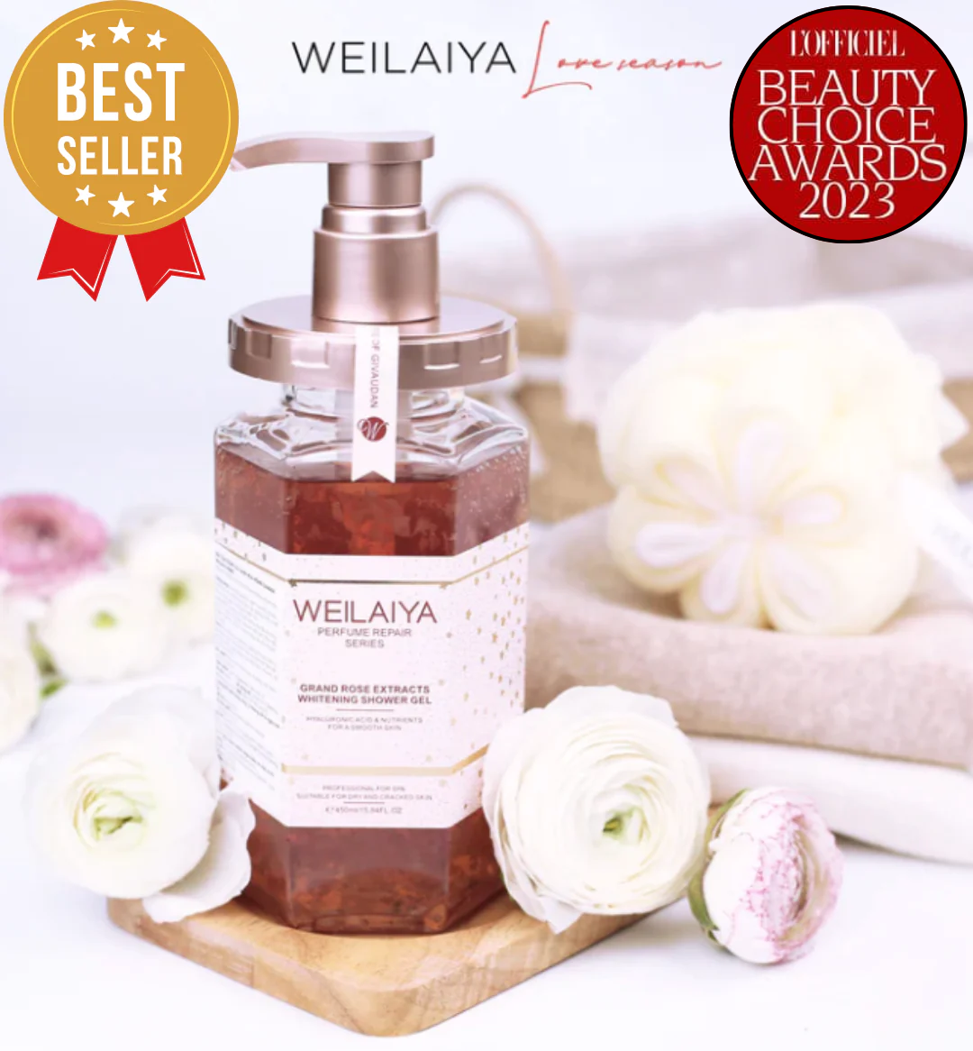 3X Weilaiya Grand Rose Whitening Shower Gel shops 450mL