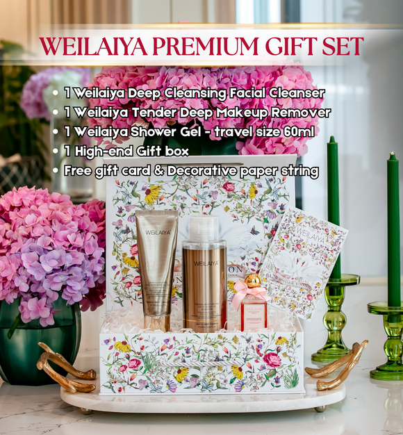 GIFT SET - Weilaiya Facial Cleanser & Makeup Remover & mini Shower Gel 60ml & Gift box