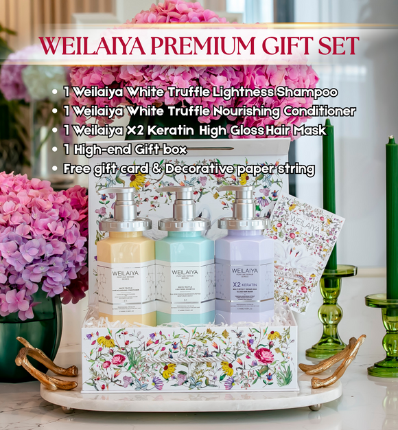 GIFT SET - Weilaiya White Truffle Shampoo & Conditioner & X2 Gloss Hair Mask & Gift Box