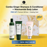 SALE 40% - 𝐀𝐔$𝟏𝟎𝟗 🩵 COMBO Weilaiya Ginger Haircare & 1 Body Lotion