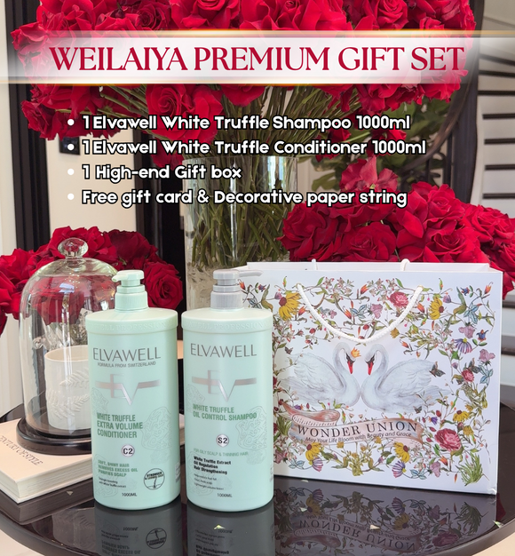 GIFT SET - Elvawell White Truffle Shampoo 1000ml & Conditioner 1000ml & Gift Box