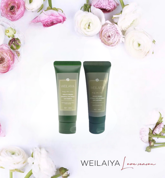 [For dry hair] Mini set Weilaiya Zingiber Officinale Juice Bright Hair Shampoo & Conditioner Set for Strong, Smooth & Silky Hair