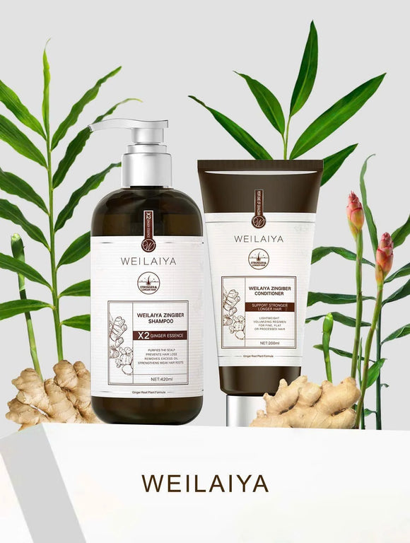 Weilaiya Ginger Shampoo & Conditioner for hair growth and anti-aging scalp