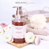 Combo 2 bottles of Damask Weilaiya Grand Rose Extracts Whitening Shower Gel 450ml with 1 free bath cotton