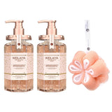 Combo 2 bottles of Damask Weilaiya Grand Rose Extracts Whitening Shower Gel 450ml with 1 free bath cotton