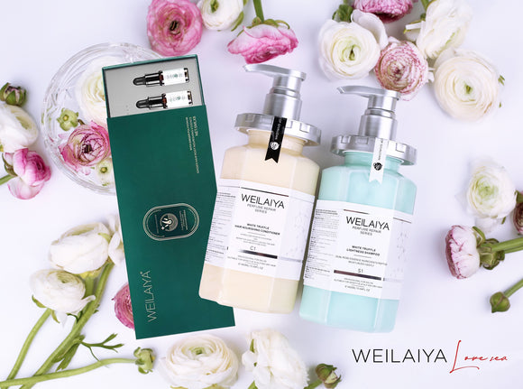 Weilaiya White Truffle Hair Repair Shampoo & Conditioner Set & Weilaiya Ginger Hair Root Nourishing Essence with Ginger Polygonum