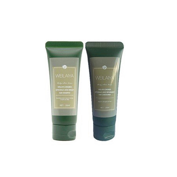 [For dry hair] Mini set Weilaiya Zingiber Officinale Juice Bright Hair Shampoo & Conditioner Set for Strong, Smooth & Silky Hair