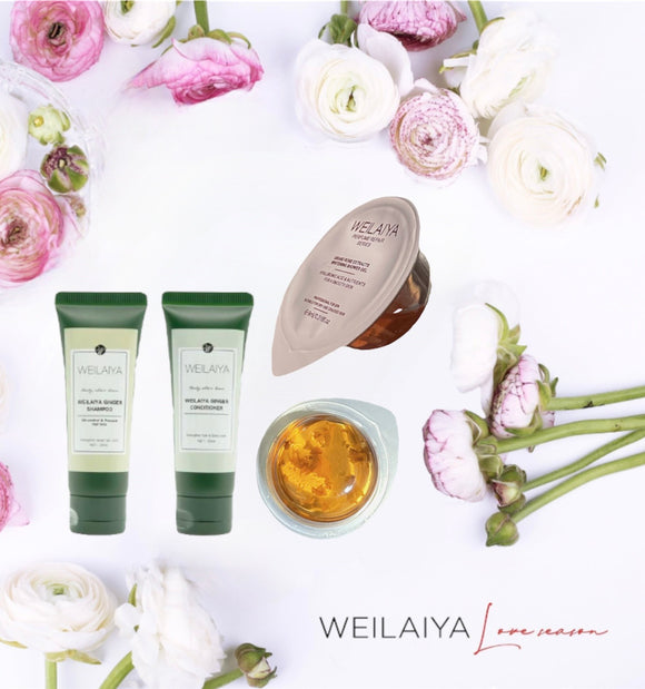 [Mini Combo] Weilaiya Ginger Oil Control Shampoo & Damask Weilaiya Grand Rose Extracts Whitening shower gel